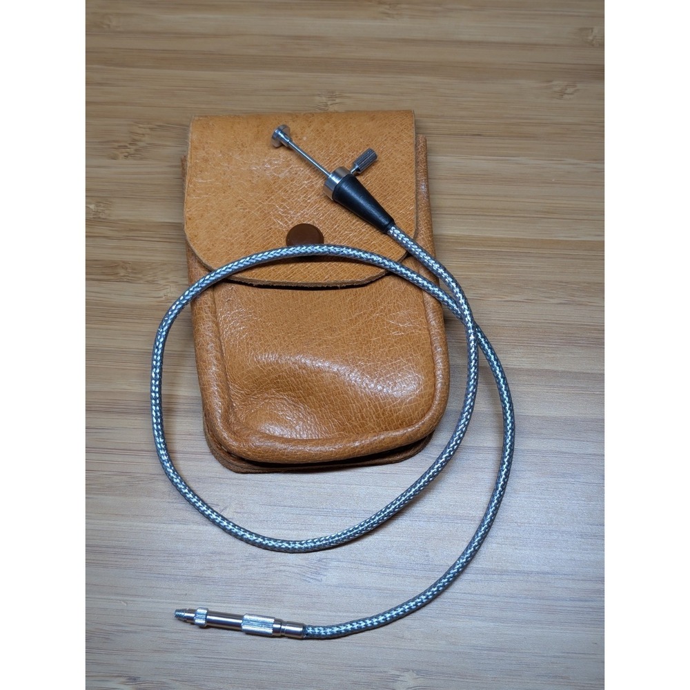Vintage Mechanical Shutter Release Cable With Leather Case